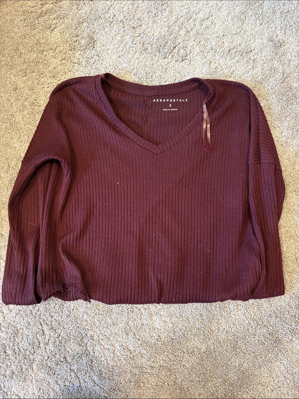 Aeropostale Ribbed Top Burgundy